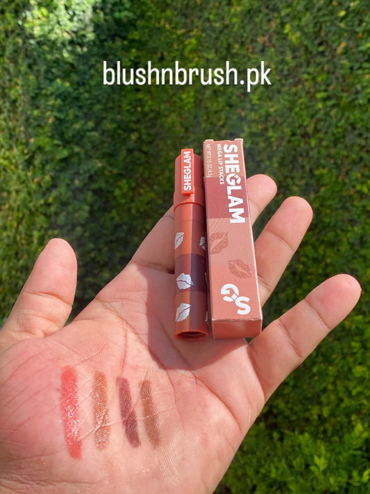 SHEGLAM mega lip stacks 4-in-1 Lipstick – Color, Care & Comfort